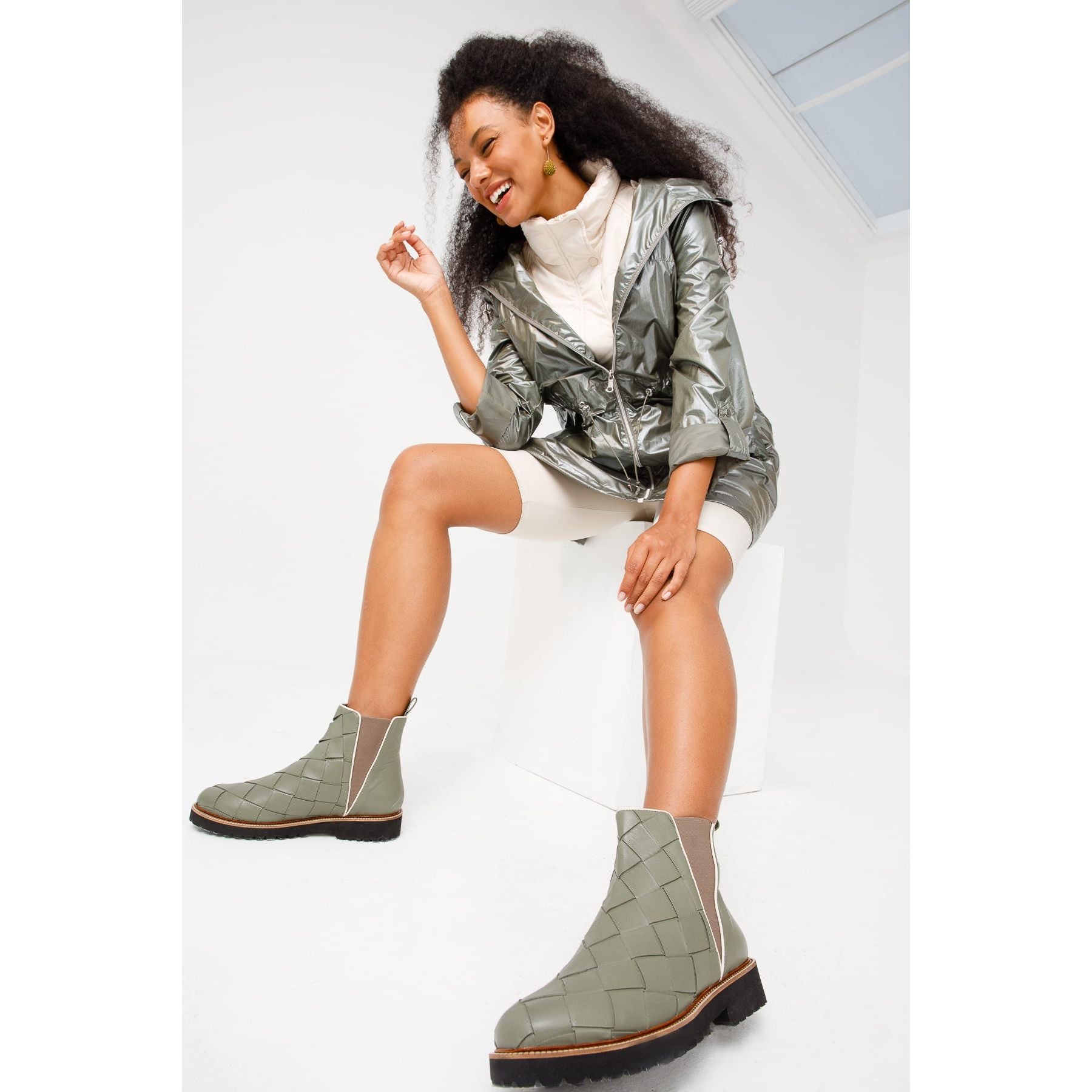 The Luisina Green Handwoven Leather Ankle Boot Final Sale!