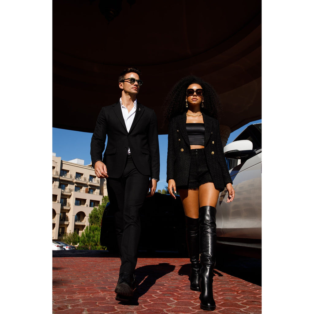 The Sao Paulo Black Leather Knee High Platform Heel Women Boot