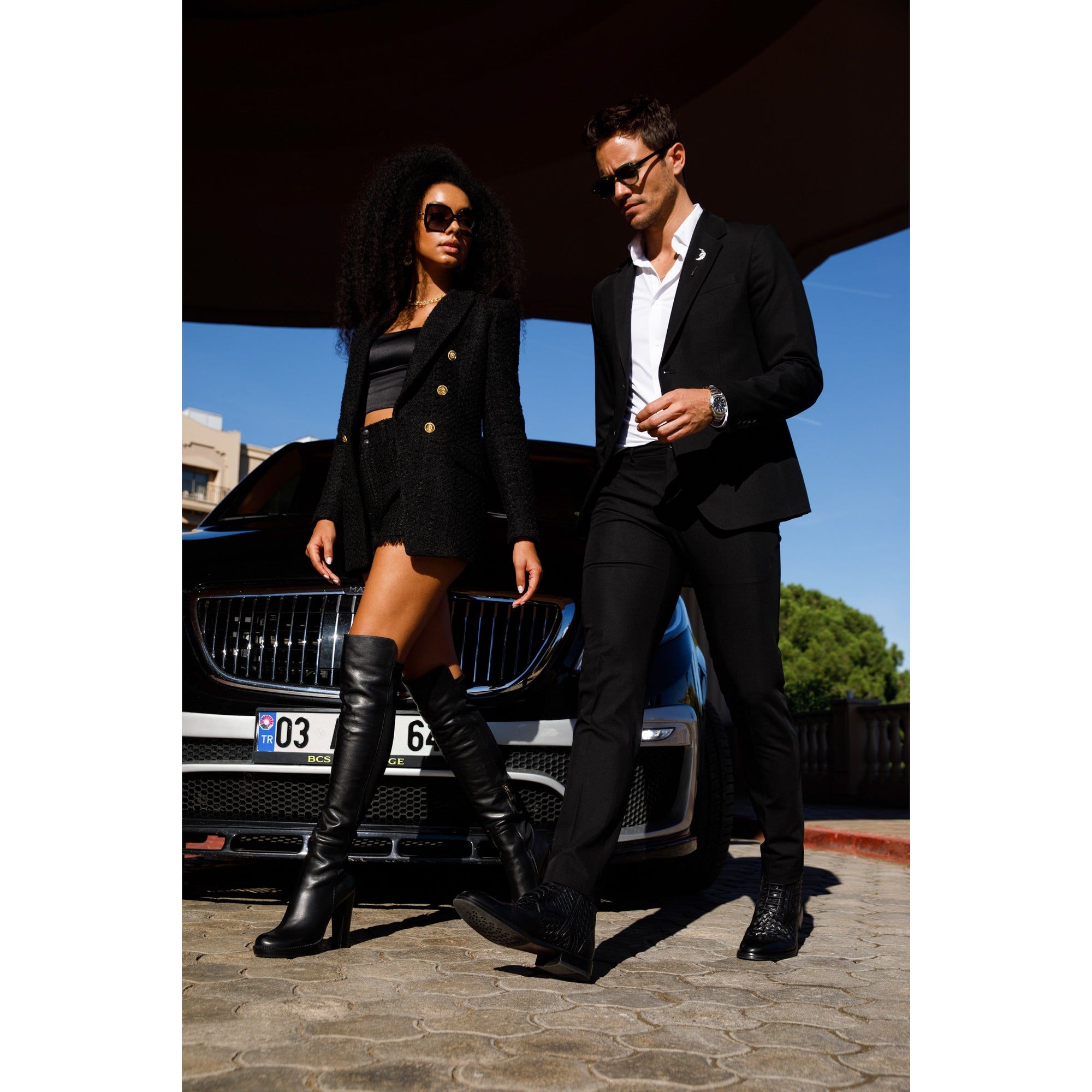 The Sao Paulo Black Leather Knee High Platform Heel Women Boot