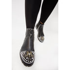 The Vuvulane Black Spike Leather Ankle Women Boot