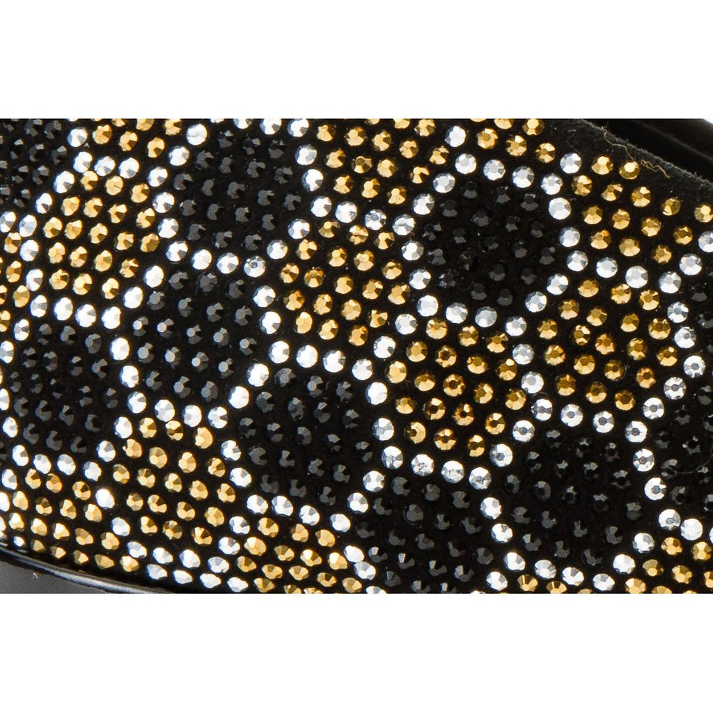 The Doha Gold & Black Glitter Leather Block Pump Women Shoe