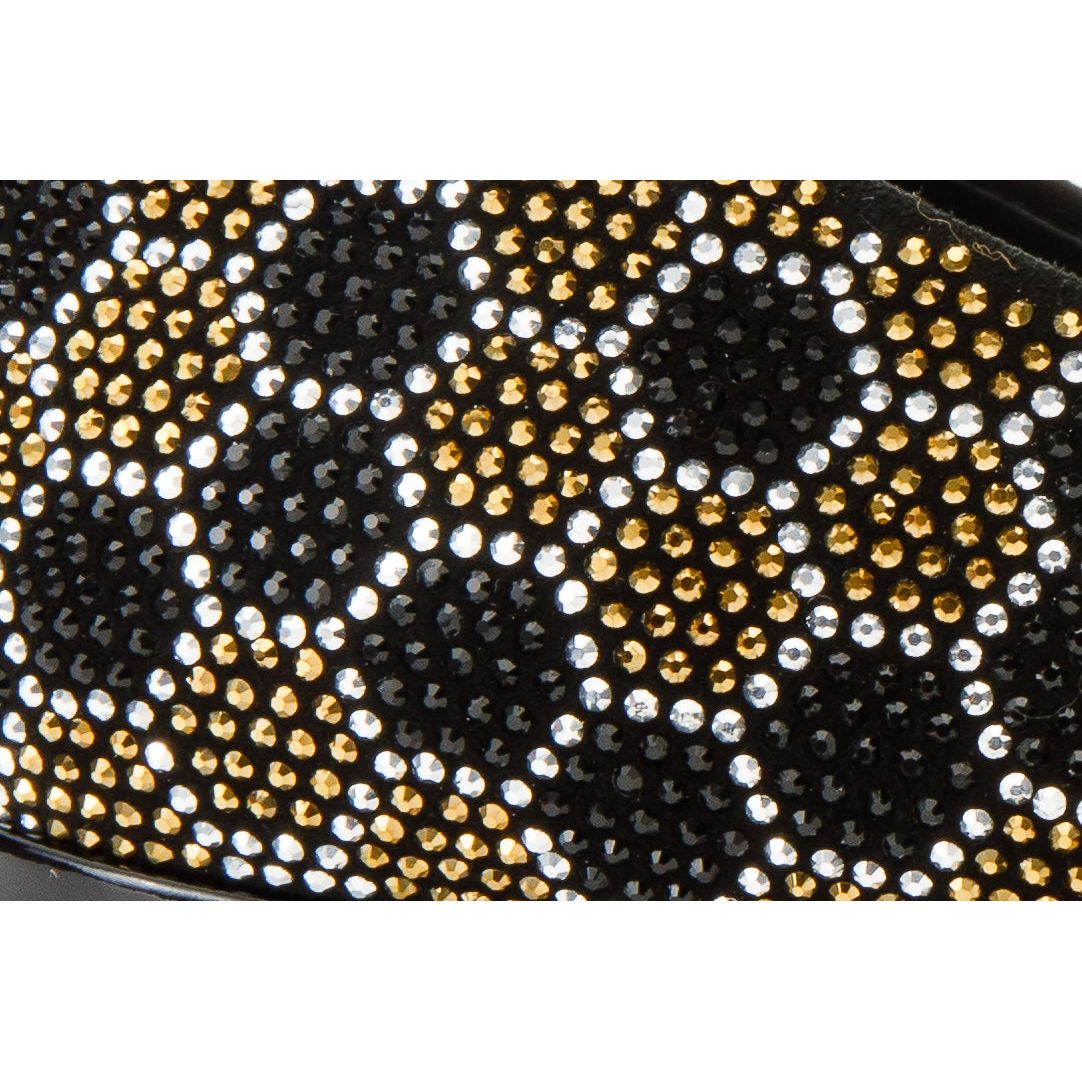 The Doha Gold & Black Glitter Leather Block Pump Women Shoe