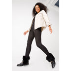 Vinci The Izmir Black Patent Leather Natural Fur Mid Calf Women  Boot
