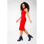 The Luksor Navy Blue Suede Leather Block Heel Women Boot