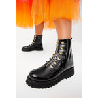 The Ottawa Black Patent Leather Ankle Women Boot