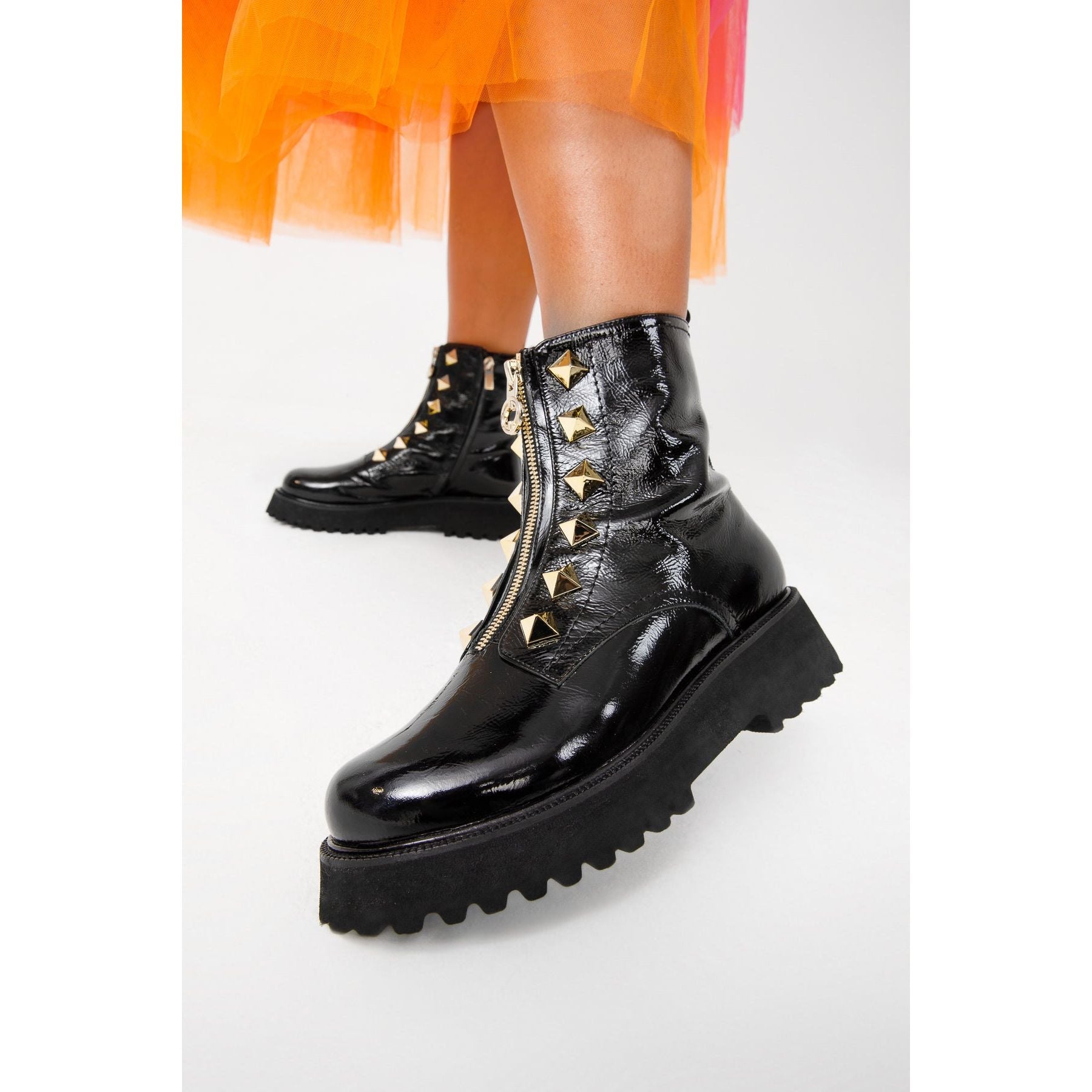 The Ottawa Black Patent Leather Ankle Women Boot