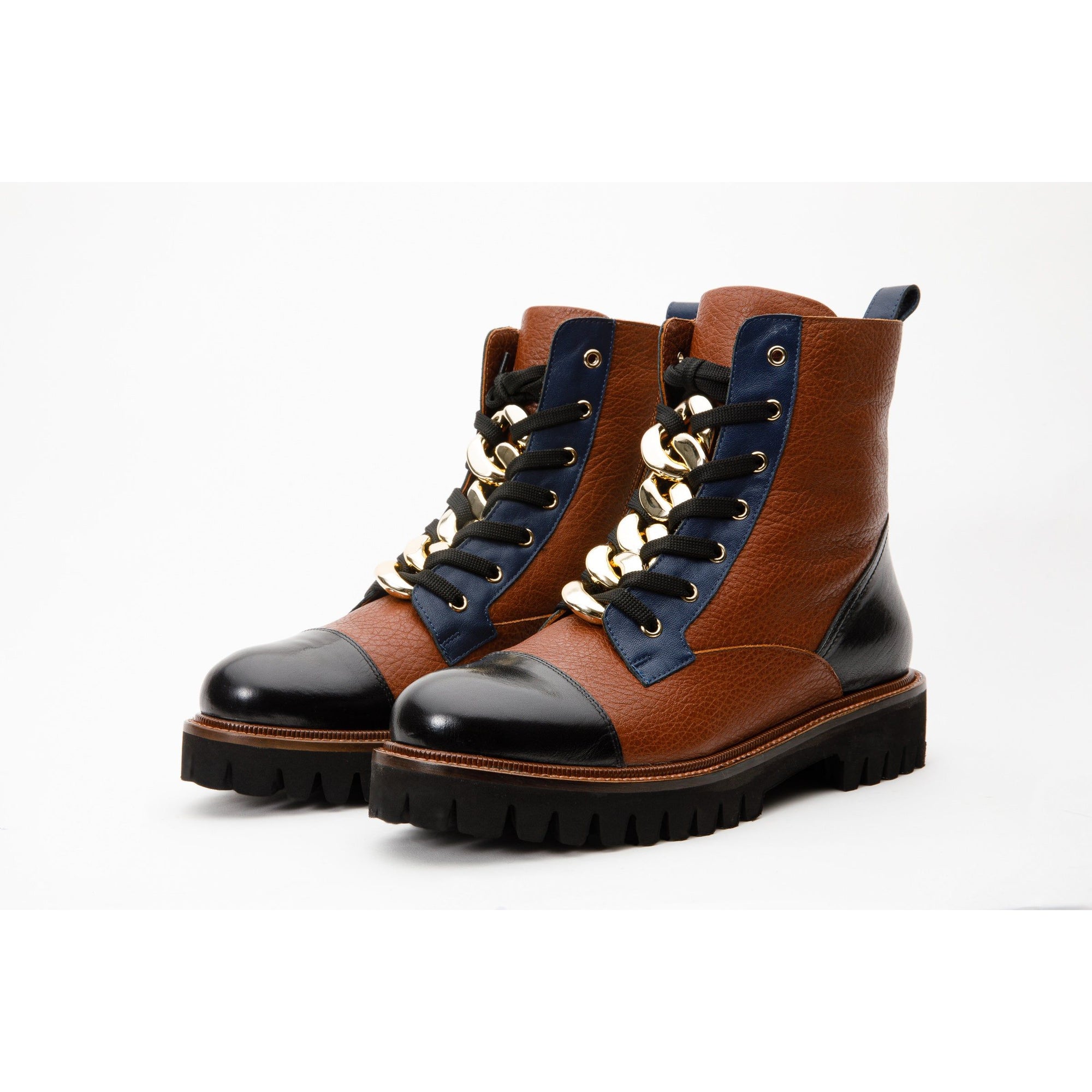 The Belgrad Brown  Leather Lace-Up Ankle Women Boot With a Side Zipper Final Sale!