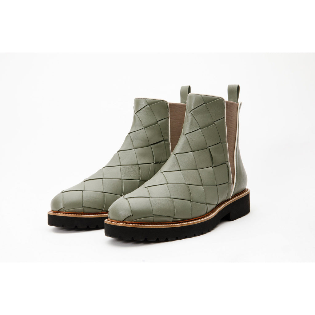 The Luisina Green Handwoven Leather Ankle Boot Final Sale!