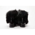 Vinci The Izmir Black Patent Leather Natural Fur Mid Calf Women  Boot