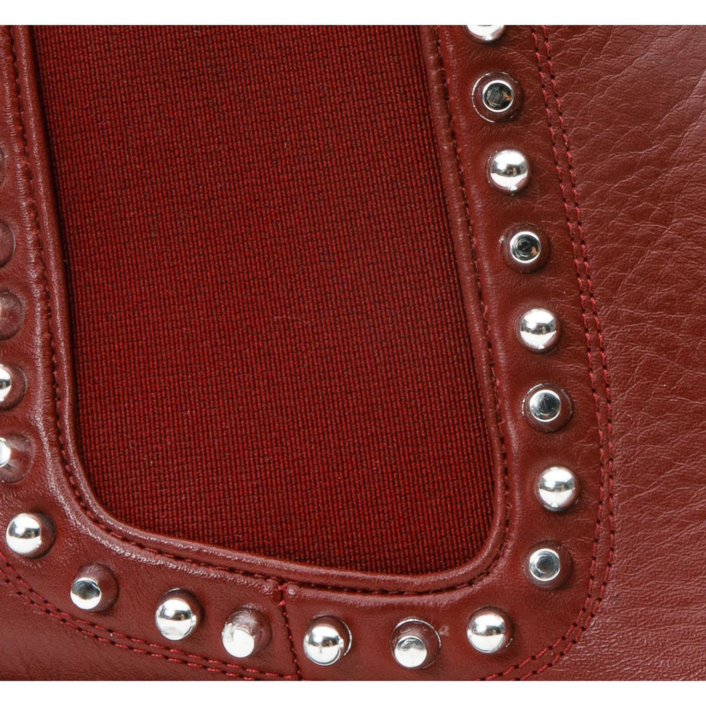 The Vuvulane Burgundy Spike Leather Ankle Women  Boot