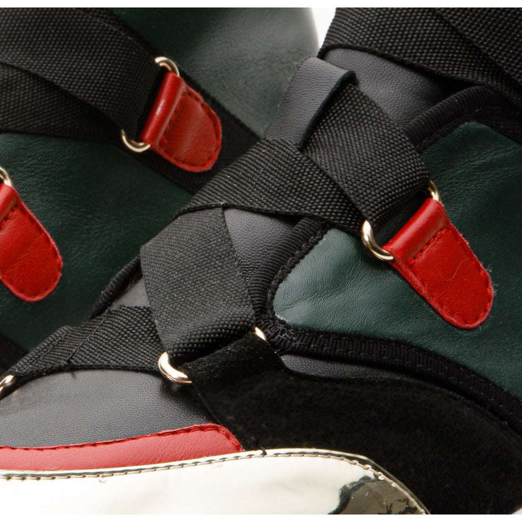 The Ottoman Green & Gold Leather Ankle Women Boot Final Sale!