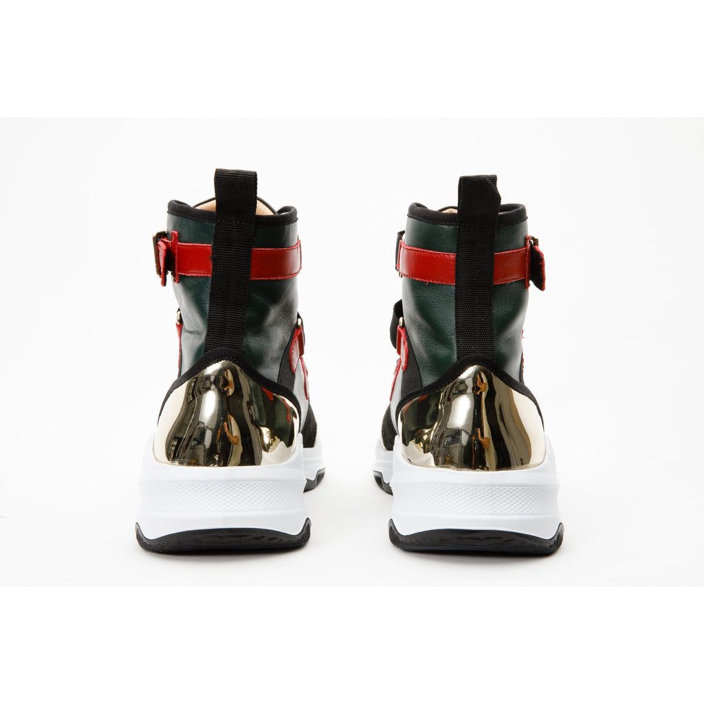 The Ottoman Green & Gold Leather Ankle Women Boot Final Sale!
