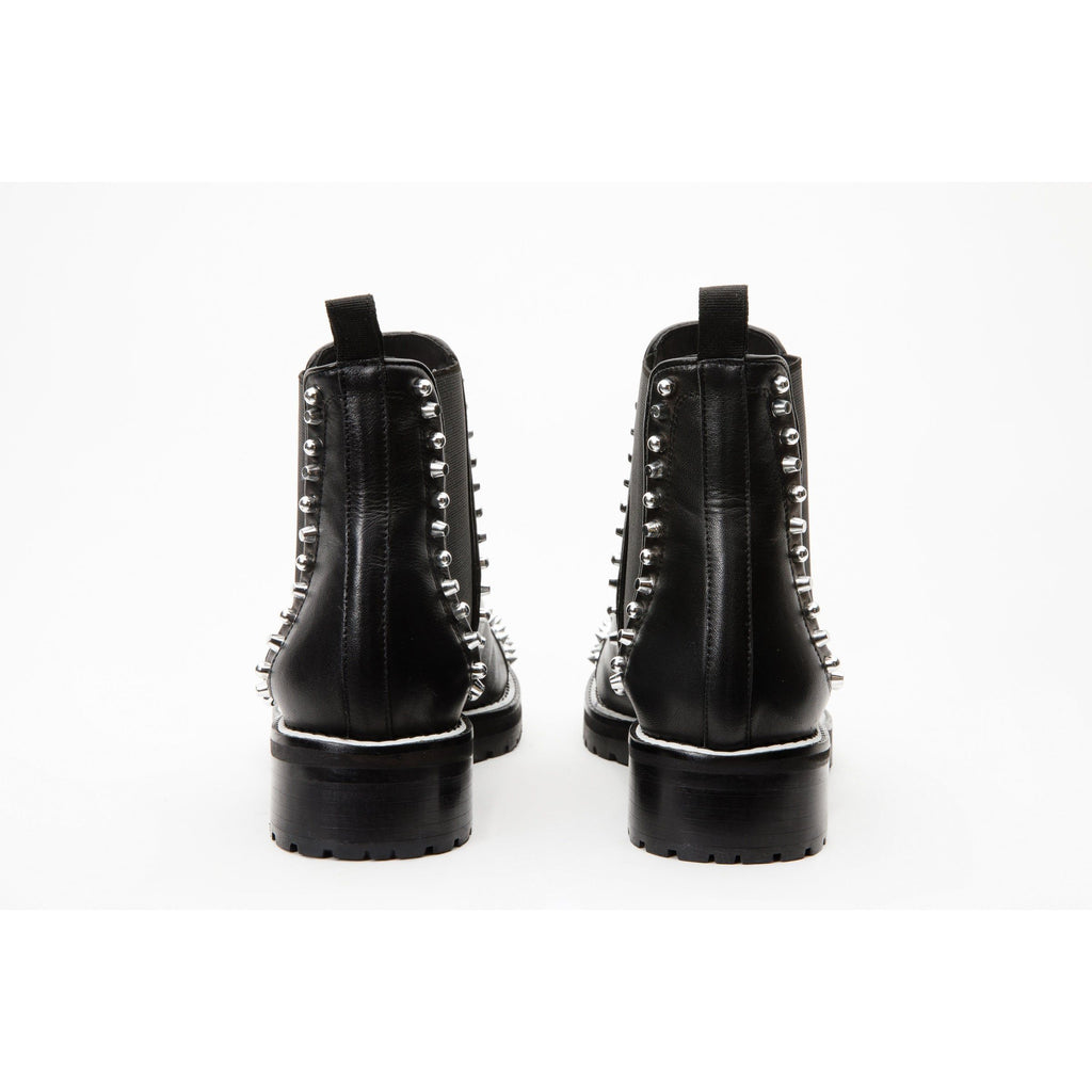 The Vuvulane Black Spike Leather Ankle Women Boot