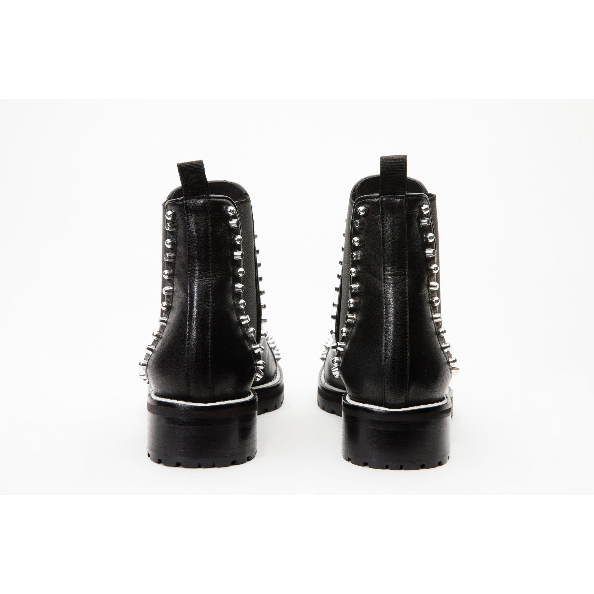 The Vuvulane Black Spike Leather Ankle Women Boot