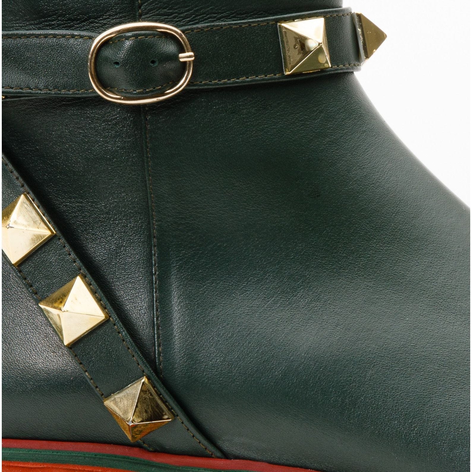 The Prag Green Leather Ankle Women Booto