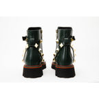 The Prag Green Leather Ankle Women Booto