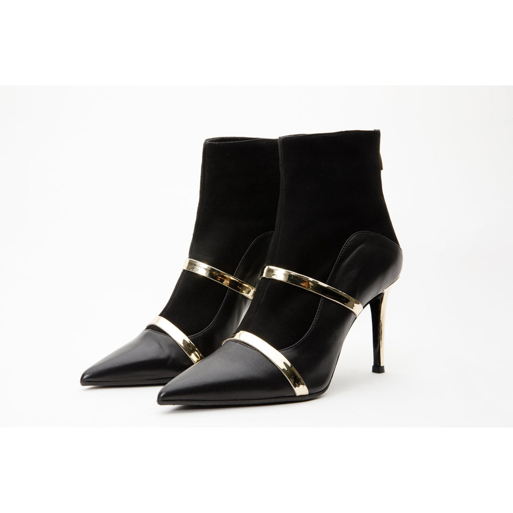 The Manila Black Leather Ankle Women Boot