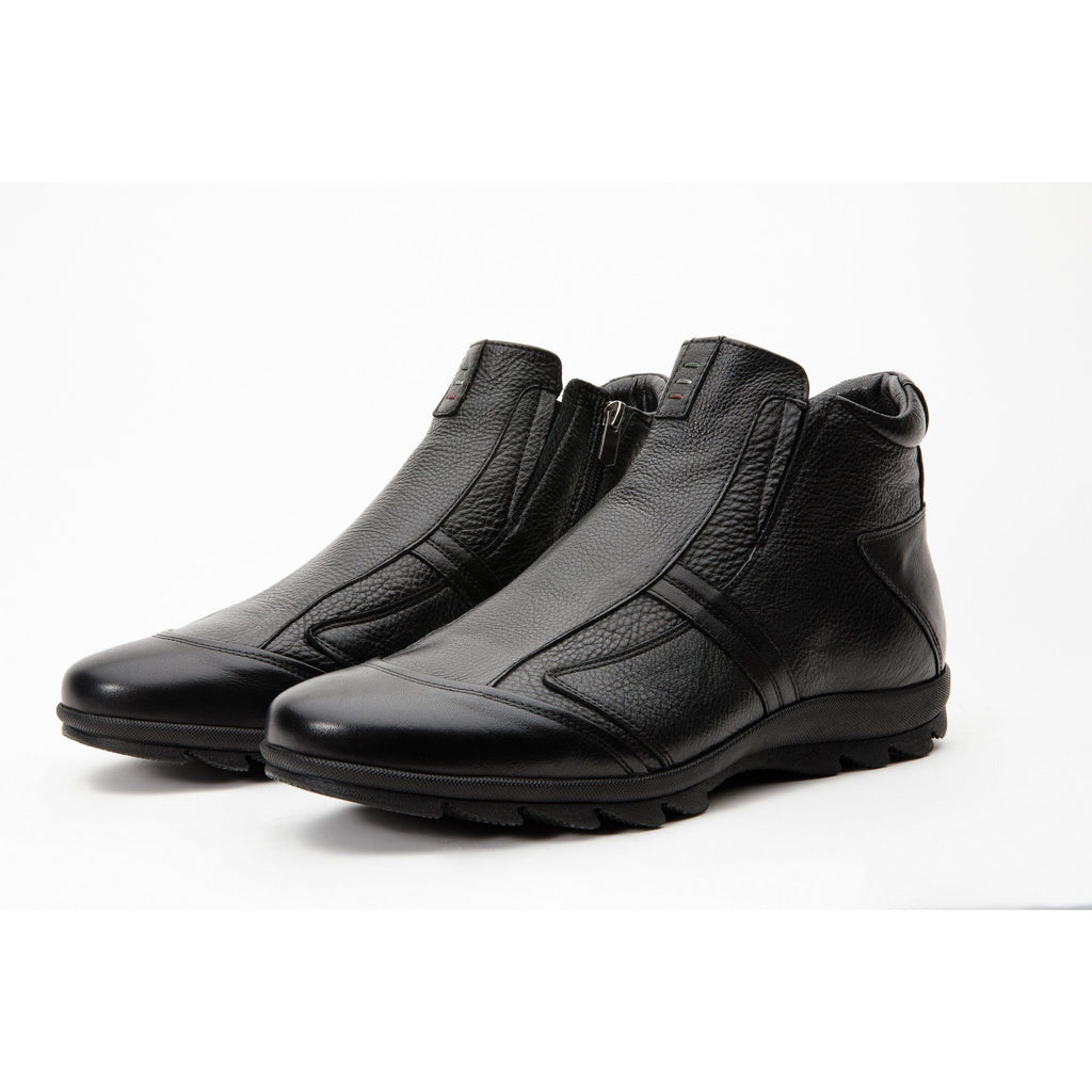 The Montreal Black Leather Casual Zip-Up Ankle Men Boot