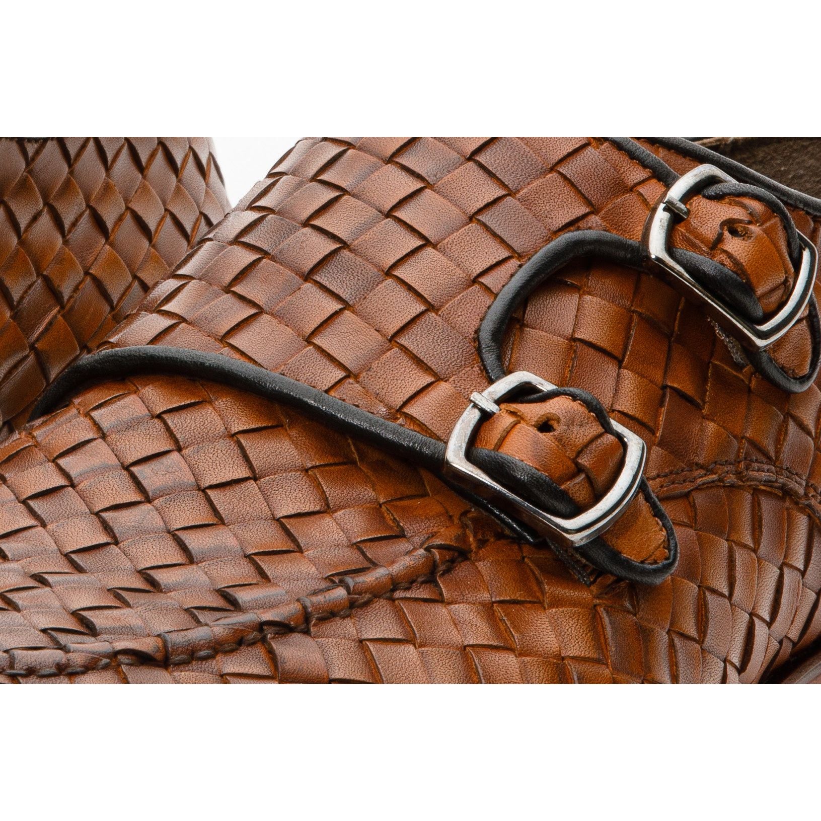 The Turan Brown Woven Double Monk Strap Dress Men Shoe
