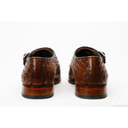 The Turan Brown Woven Double Monk Strap Dress Men Shoe