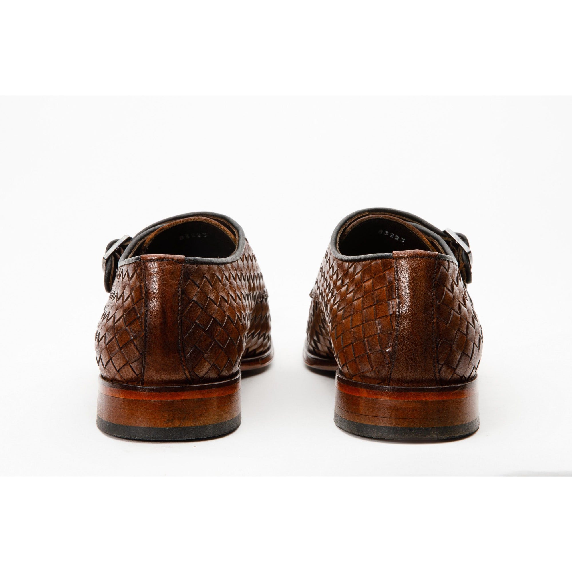 The Turan Brown Woven Double Monk Strap Dress Men Shoe