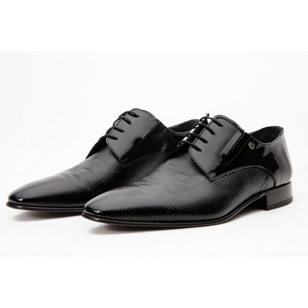The San Severo Black Patent Leather Derby Men Shoe
