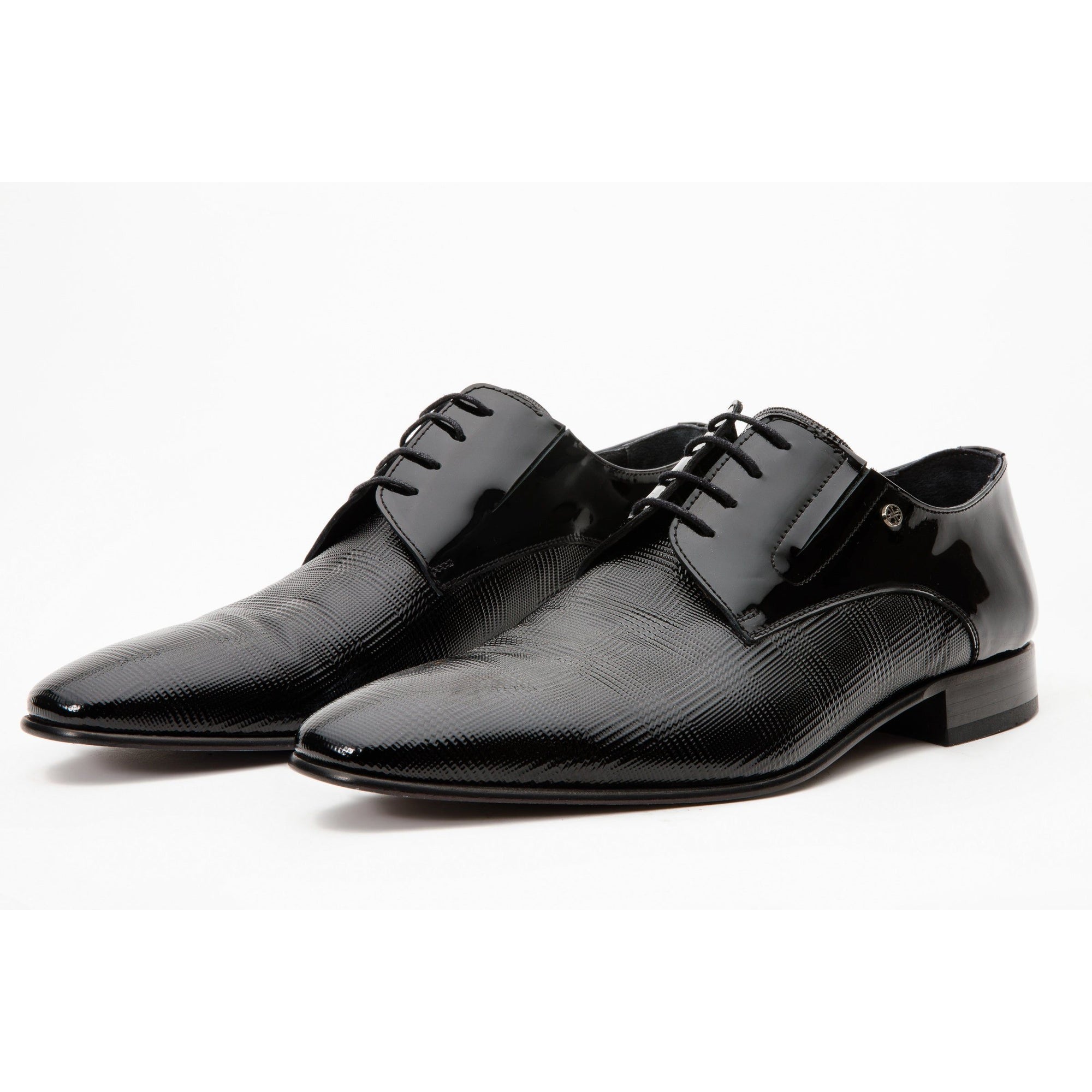The San Severo Black Patent Leather Derby Men Shoe
