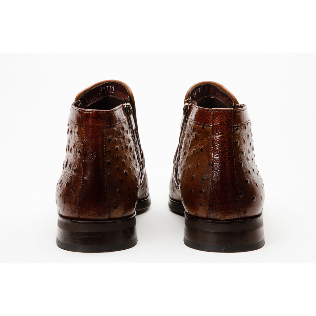 Vinci The Dallas Tan Leather Bit Ankle Zip-Up Dress Men Boot