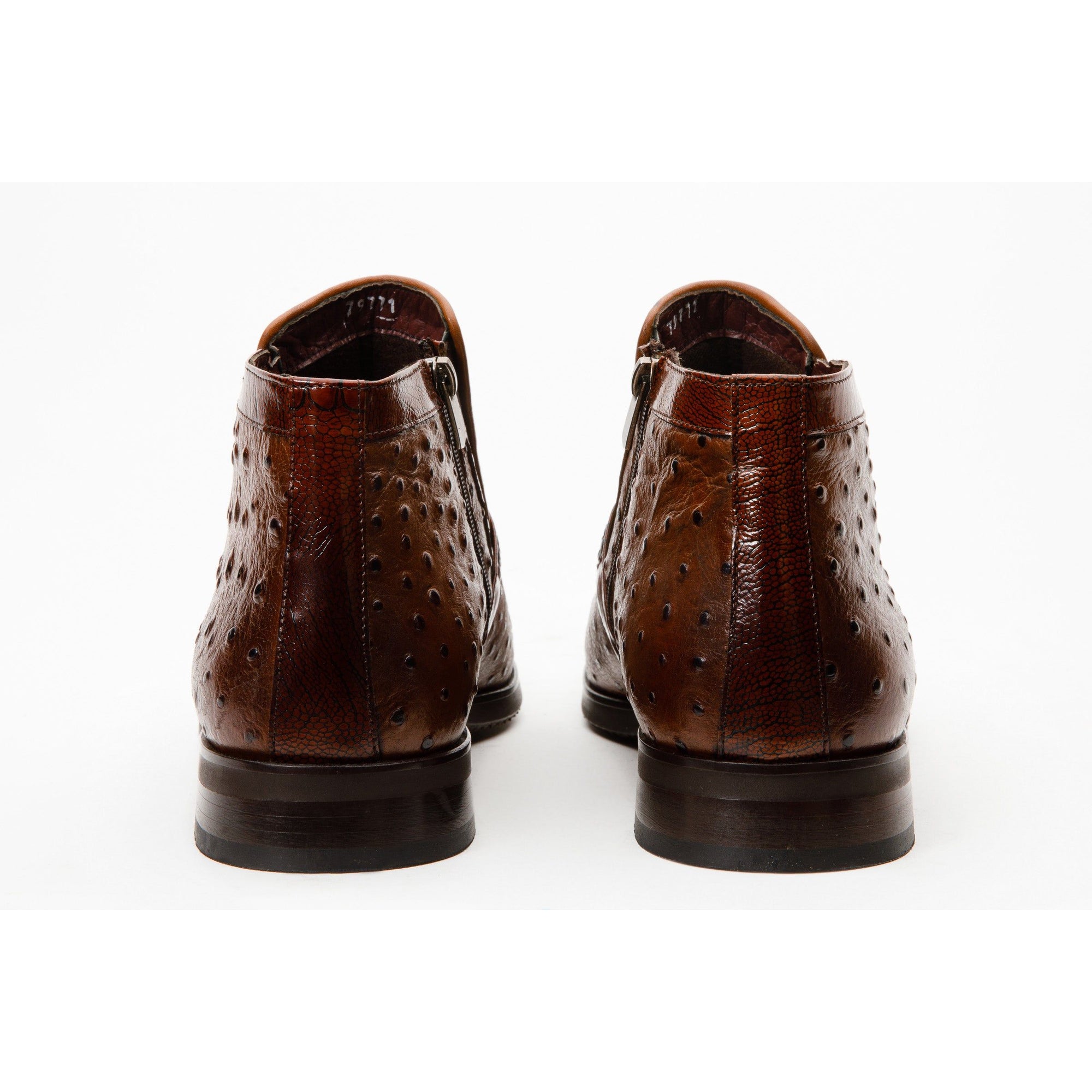 Vinci The Dallas Tan Leather Bit Ankle Zip-Up Dress Men Boot