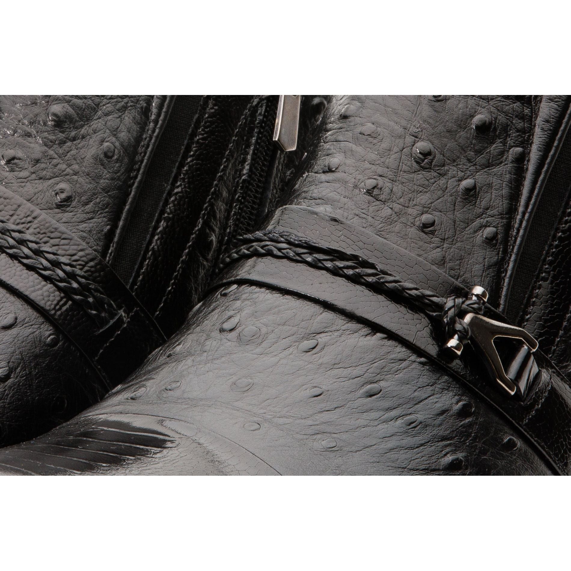 Vinci The Dallas Black Leather Bit Ankle Zip-Up Dress Men Boot
