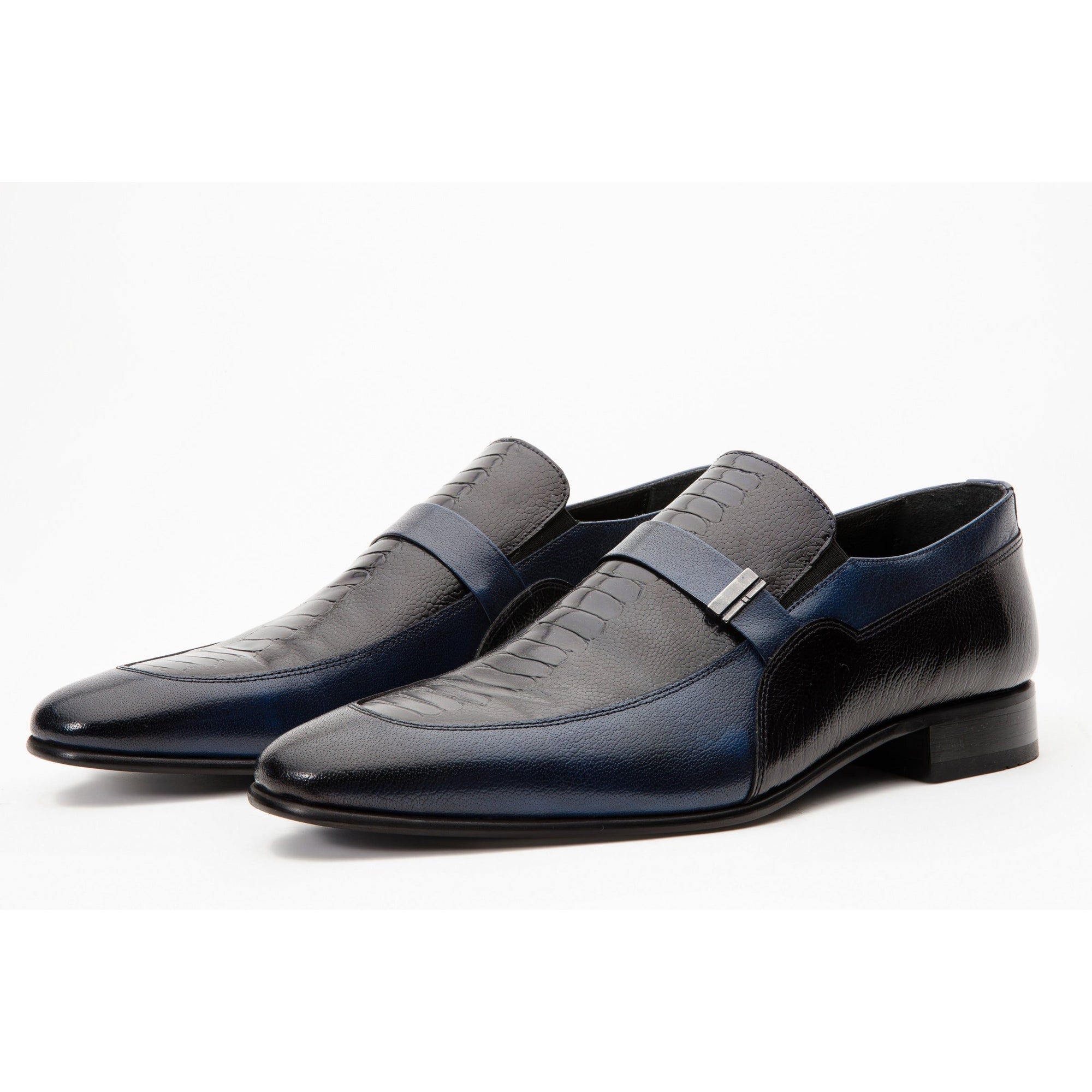 The Kazablanka Navy Leather Bit Loafer Men  Shoe