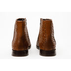 The Wellington Tan Handwoven Leather Men Boot with a Zipper Final Sale!