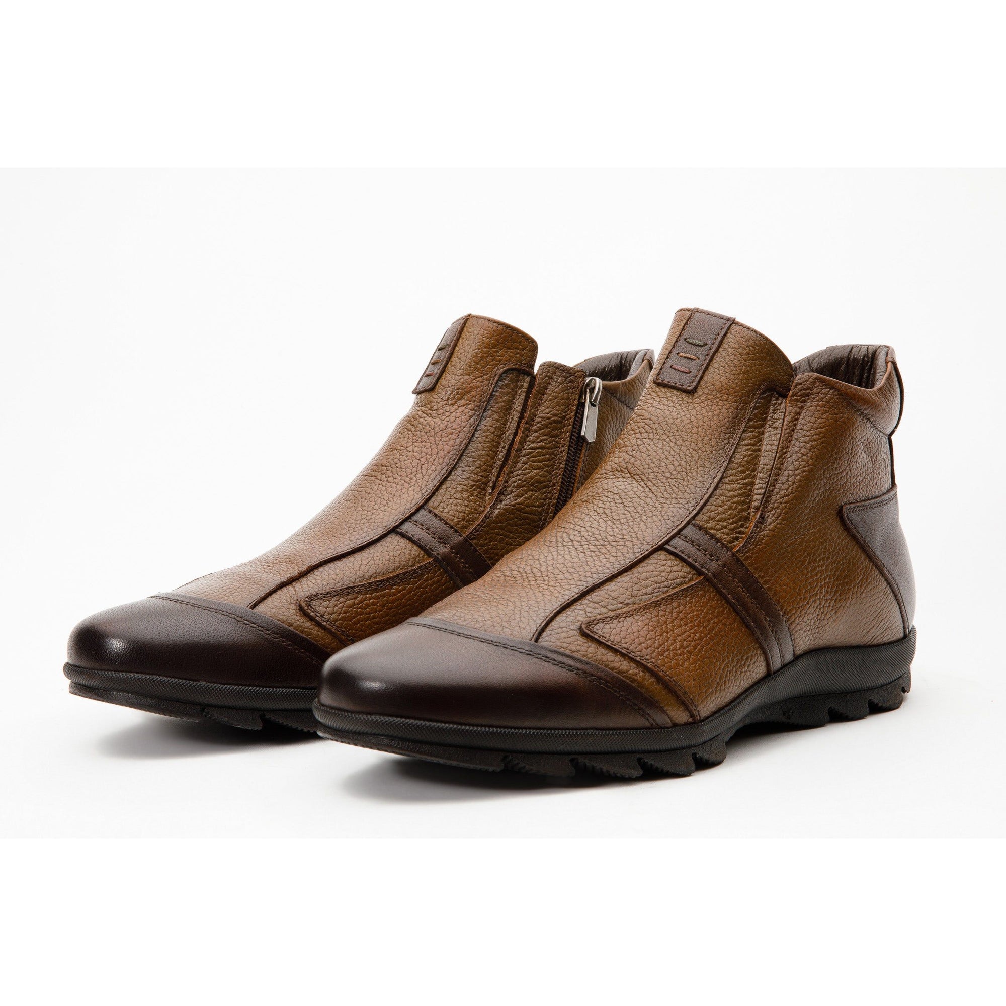 The Montreal Brown Leather Casual Zip-Up Ankle Men Boot