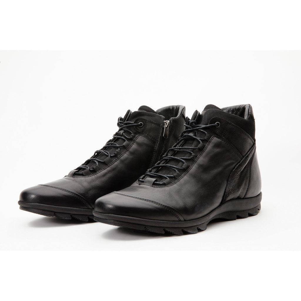 The Houston Leather Black Lace-Up Casual Men Boot with a Zipper