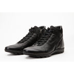 The Houston Leather Black Lace-Up Casual Men Boot with a Zipper