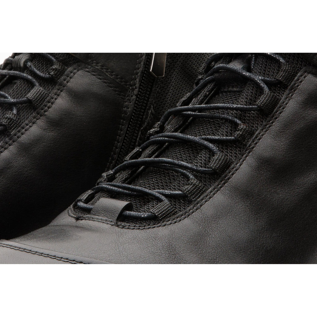 The Houston Leather Black Lace-Up Casual Men Boot with a Zipper
