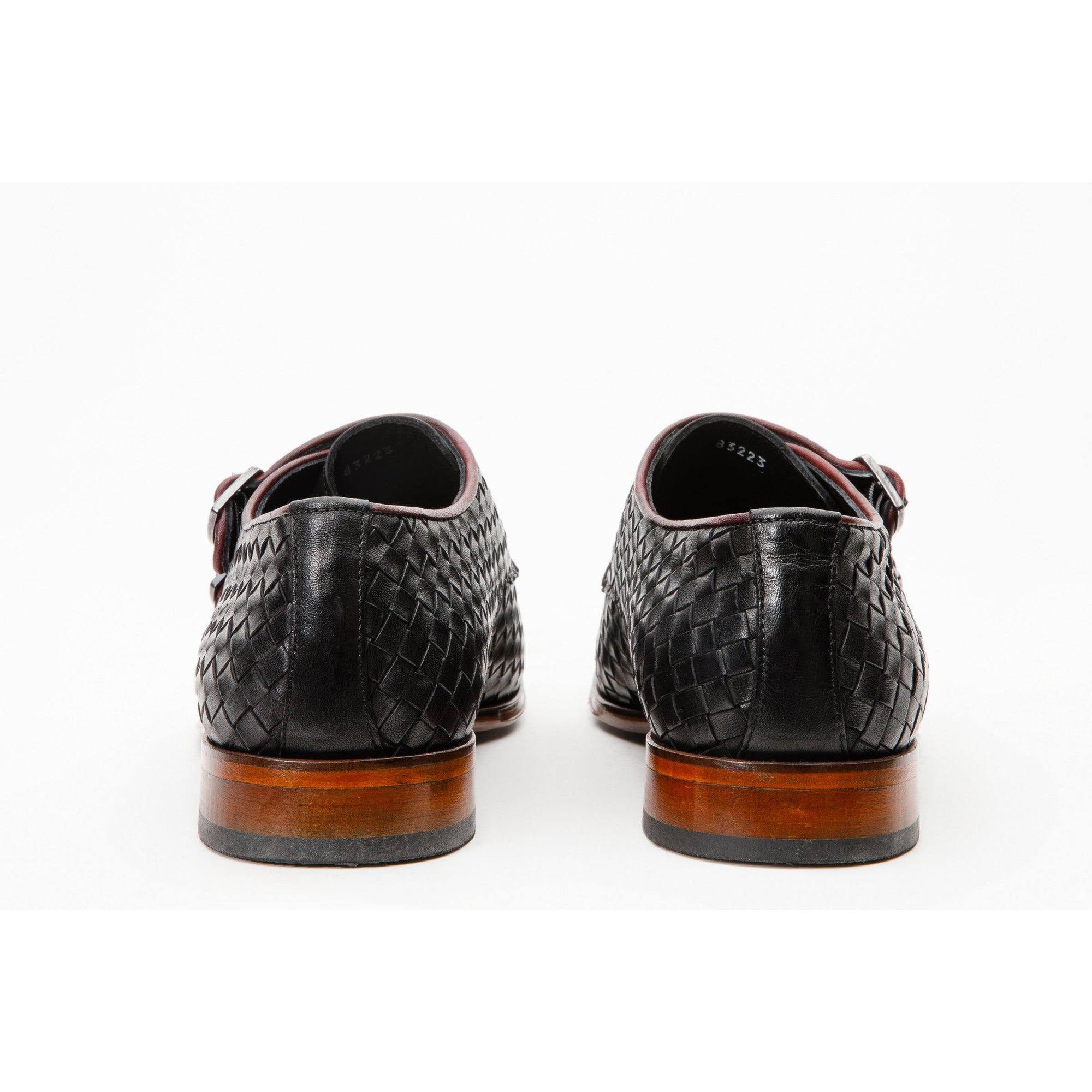 The Turan Black Woven Double Monk Strap Dress Men Shoe