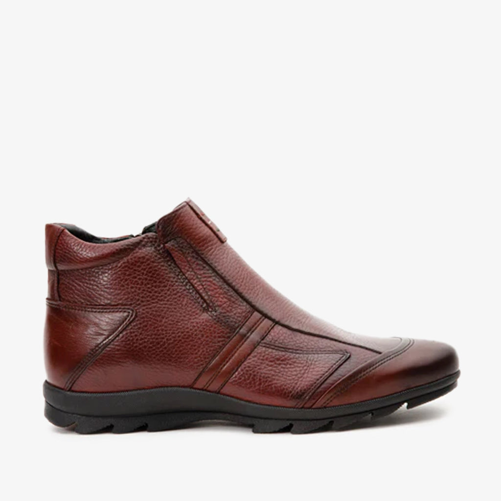 Vinci The Montreal Burgundy Leather Casual Zip-Up Ankle Men Boot
