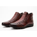 Vinci The Montreal Burgundy Leather Casual Zip-Up Ankle Men Boot