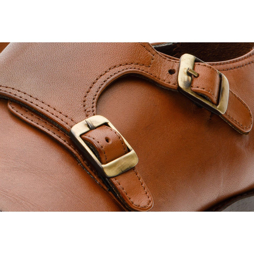 The Essen Brown Cap Toe Double Monk Strap Men Shoe