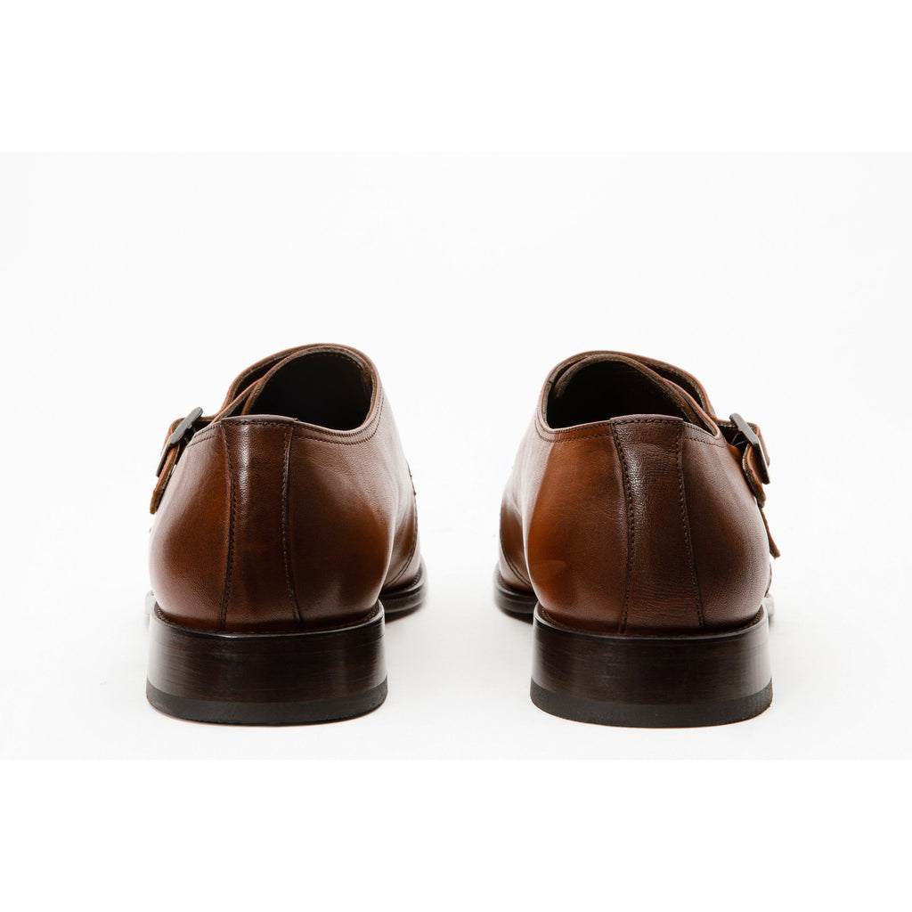 The Essen Brown Cap Toe Double Monk Strap Men Shoe