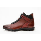 The Houston Leather Burgundy Lace-Up Casual Men Boot with a Zipper