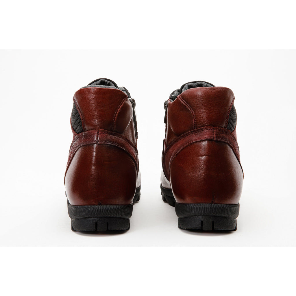 The Houston Leather Burgundy Lace-Up Casual Men Boot with a Zipper