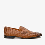 Vinci The Grand Woven Leather Tan Men Shoe Penny Loafer