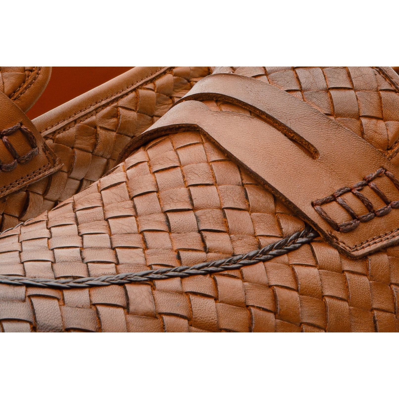 Vinci The Grand Woven Leather Tan Men Shoe Penny Loafer