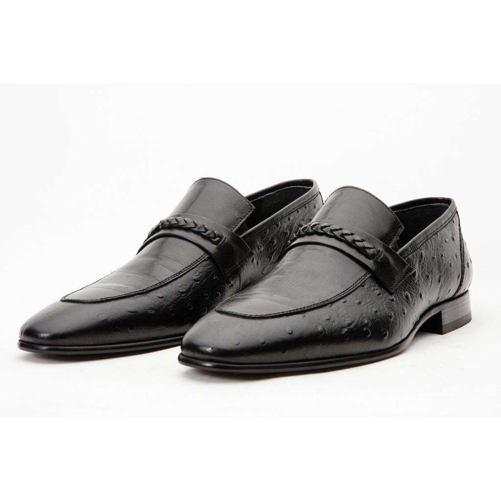 The Johannesburg Black Leather Dress Loafer Men  Shoe