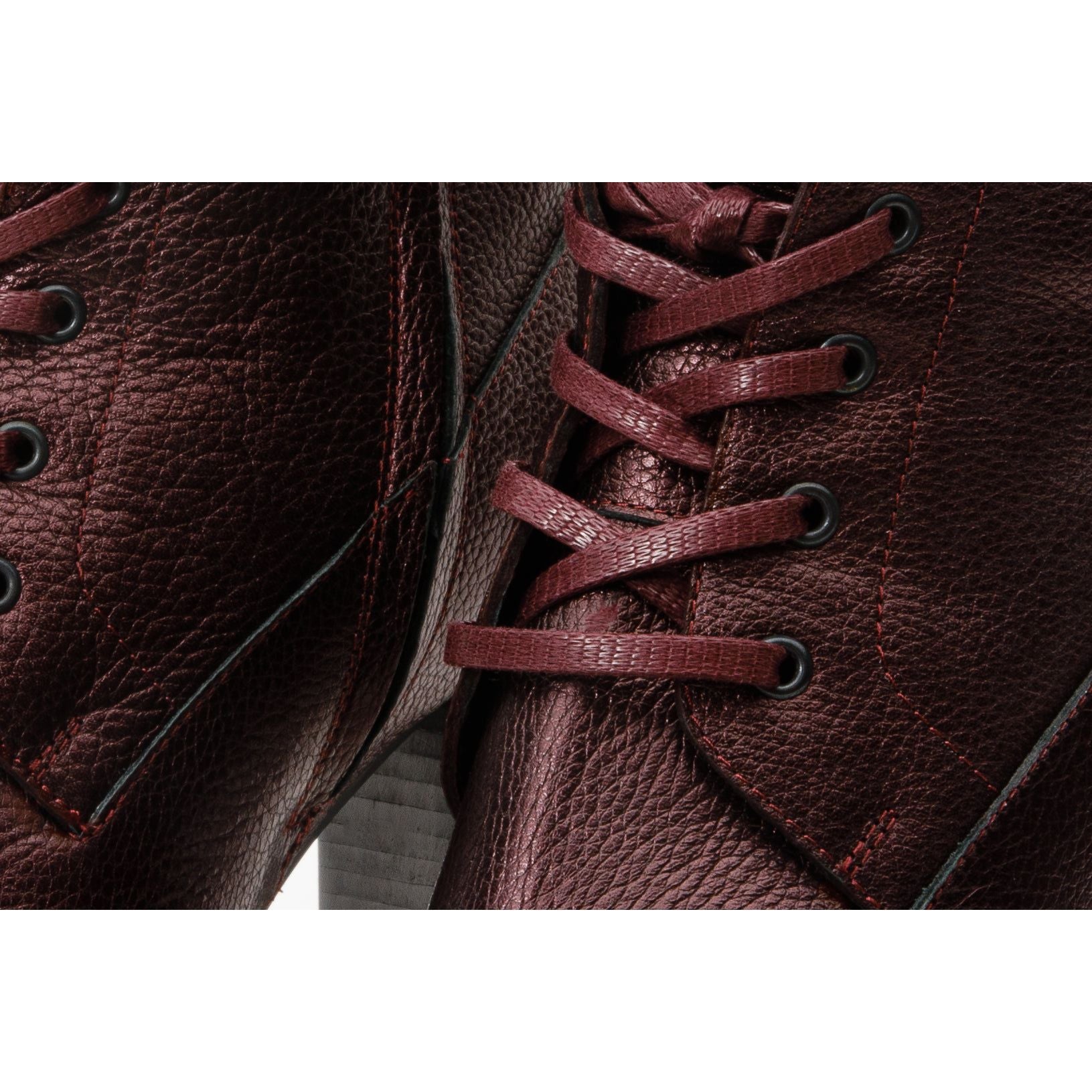 The Melo Burgundy Leather Natural Mid Calf Platform Heel Women Boot