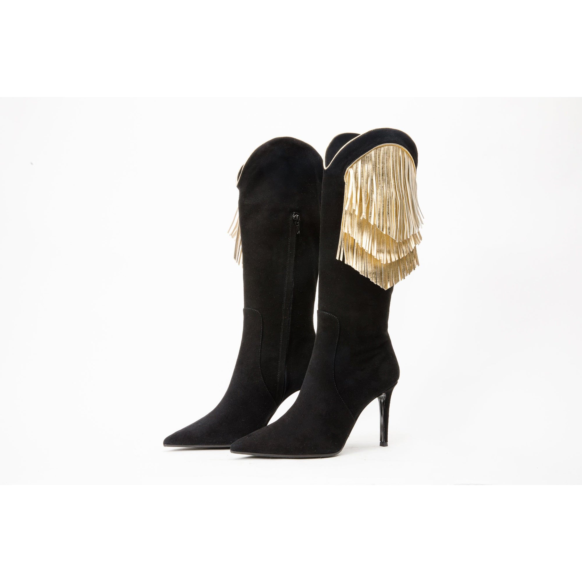 The Vienna Black Suede Leather Knee High Women  Boot