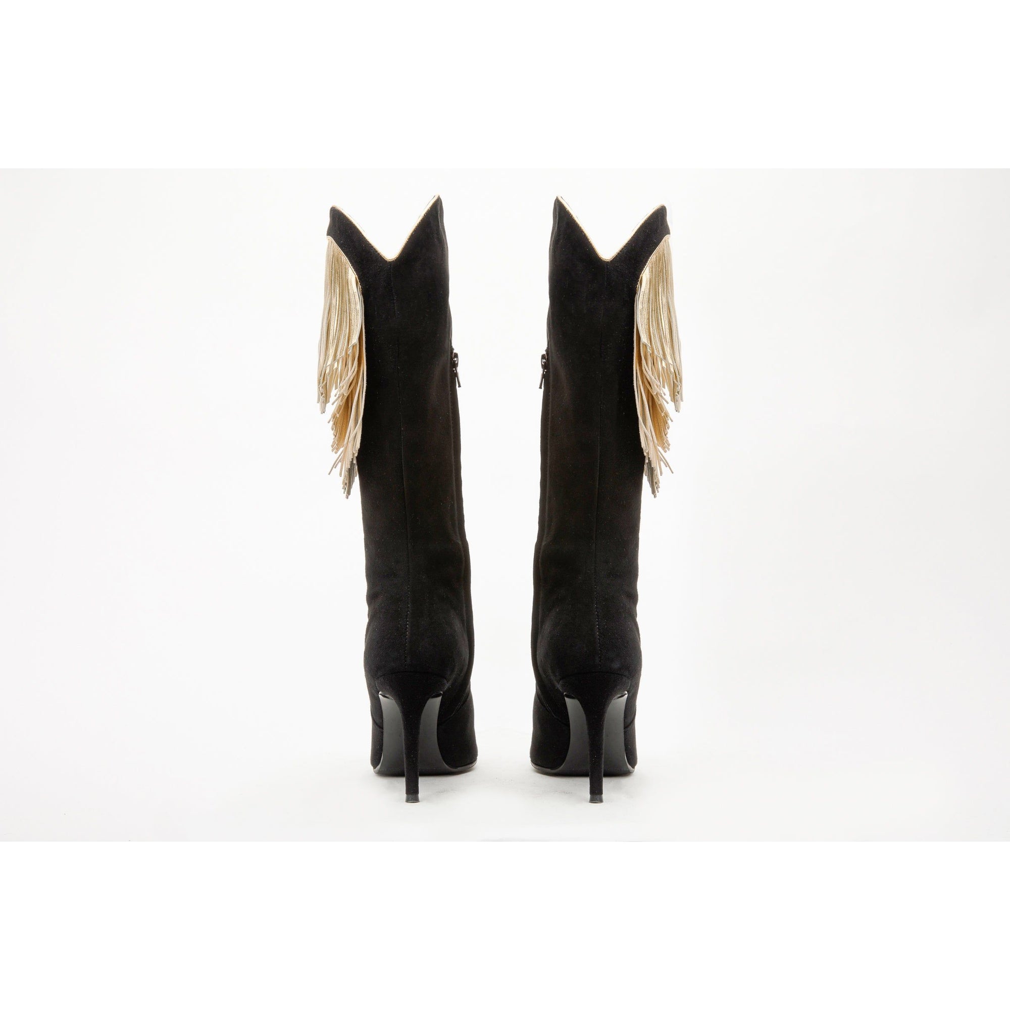 The Vienna Black Suede Leather Knee High Women  Boot