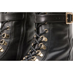 The Istinye Black Leather Knee High Lace-Up Women Boot Limited Edition